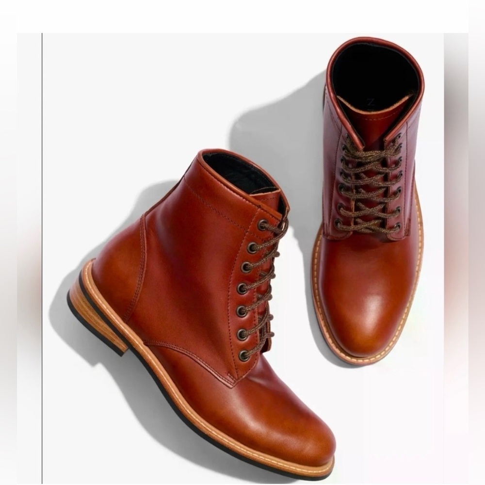 Nisolo Chestnut Amali Leather Lace-Up Boots